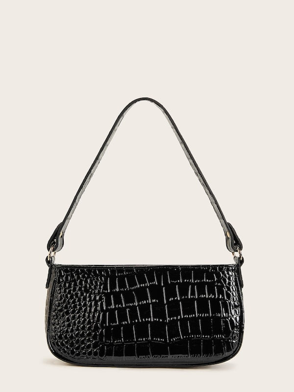 Croc Embossed Baguette Bag