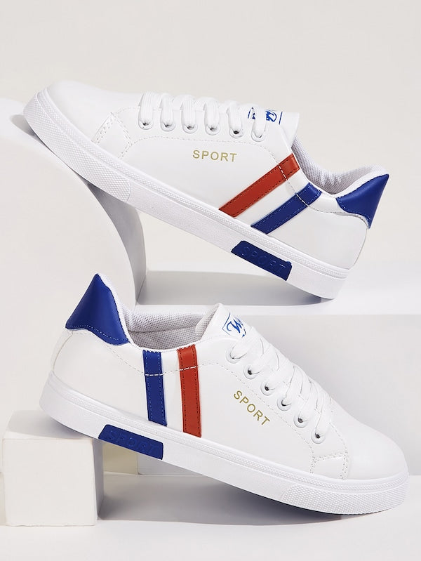 Men Lace-Up Front Striped Sneakers