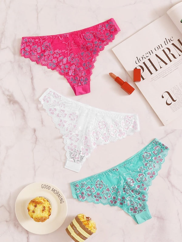 Floral Lace Panty Set 3pack