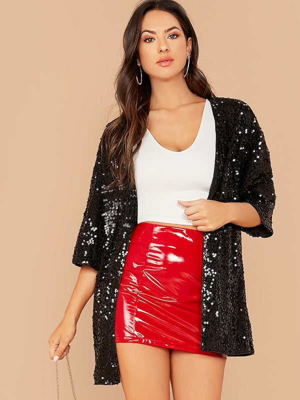 Open Front Sequin Coat