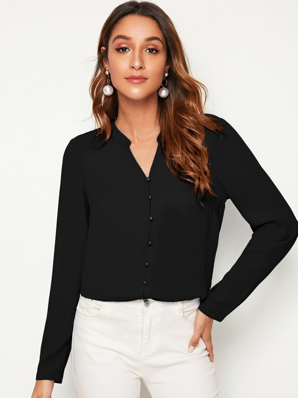 Solid Buttoned Front Shirt