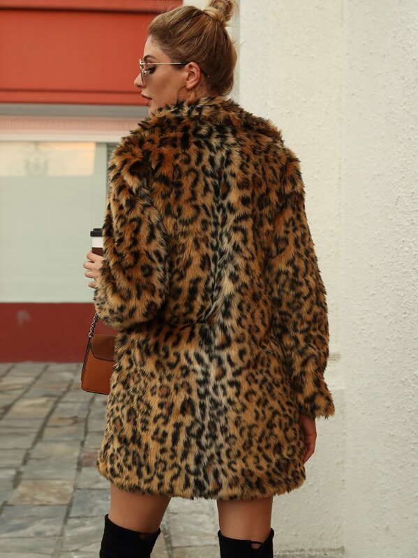 Leopard Print Faux Fur Coat