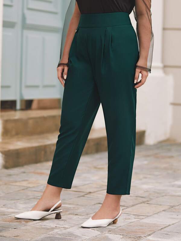 Plus Wide Band Waist Straight Trousers