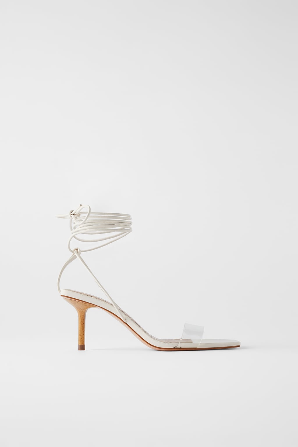 ZARA Wood And Vinyl Heeled Sandals