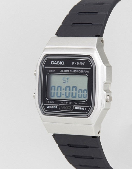 Casio Digital Silicone Strap Watch, Silver