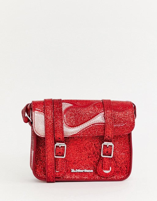 Dr Martens Red Glitter Flame 7Inch Satchel