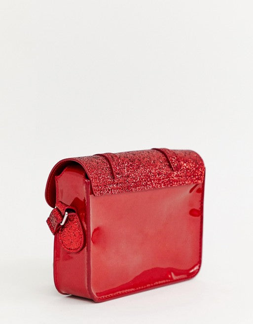 Dr Martens Red Glitter Flame 7Inch Satchel