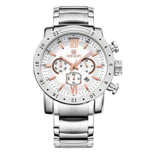 MEGIR Chronograph Stainless Steel Watch