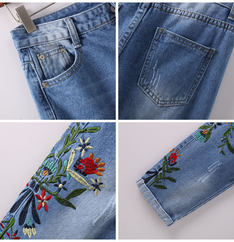 Embroidered Straight Jeans