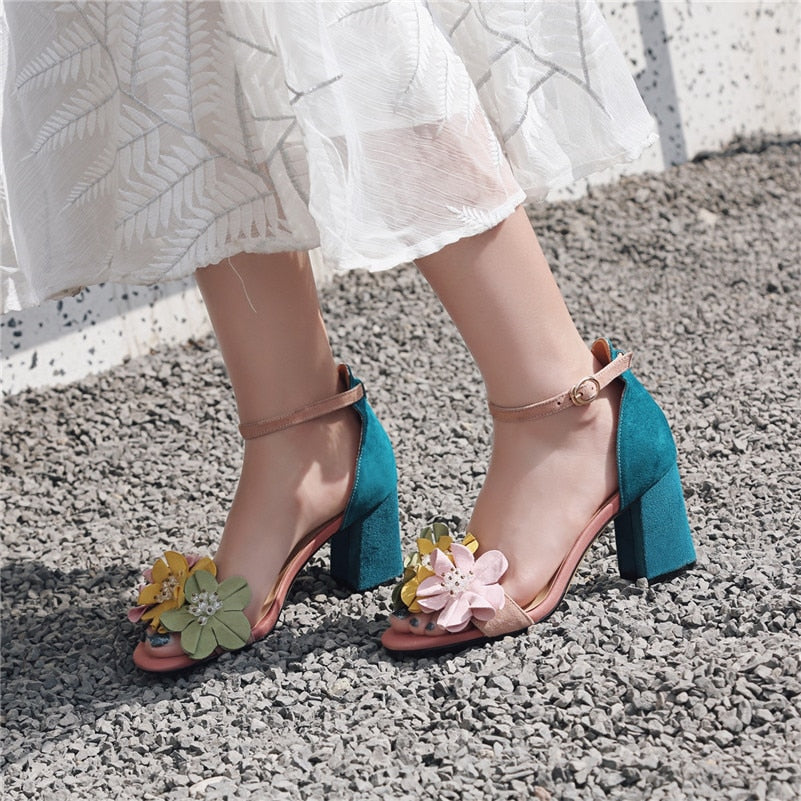 Bohemia Flowers Ankle Strap Sandals