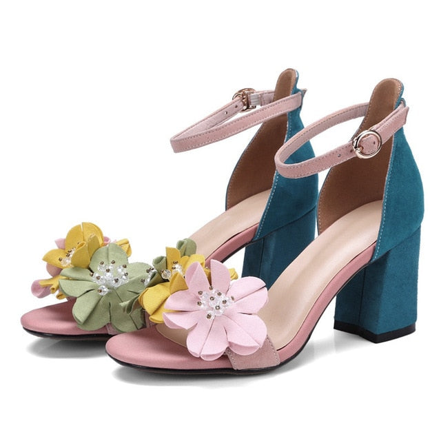 Bohemia Flowers Ankle Strap Sandals