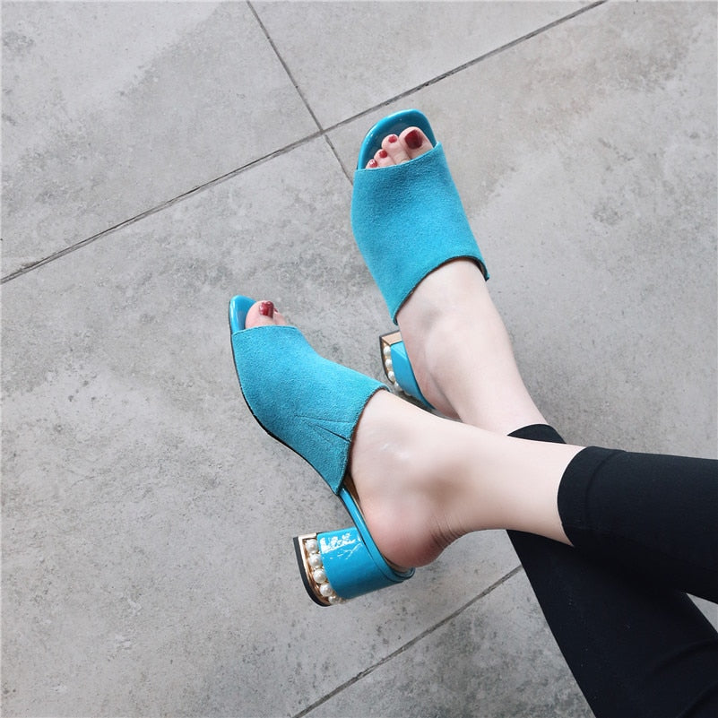 Suede Peep Toe Sandals