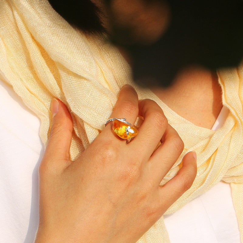 Amber Handmade Butterfly Ring