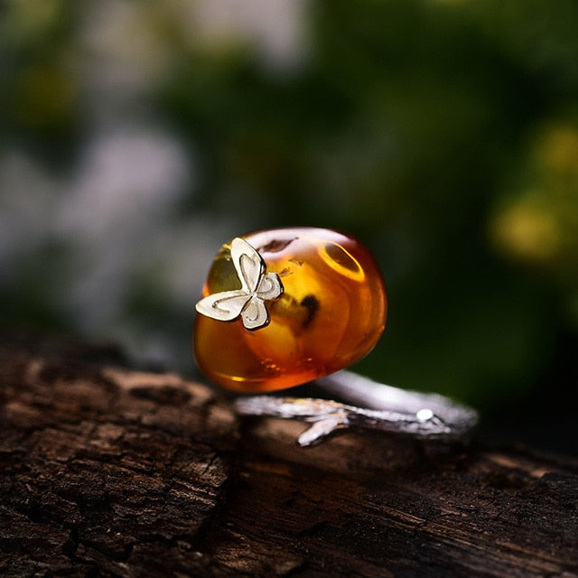 Amber Handmade Butterfly Ring