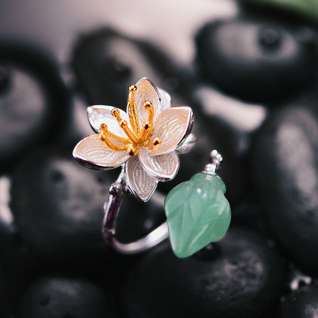 Natural Aventurine Flower Ring