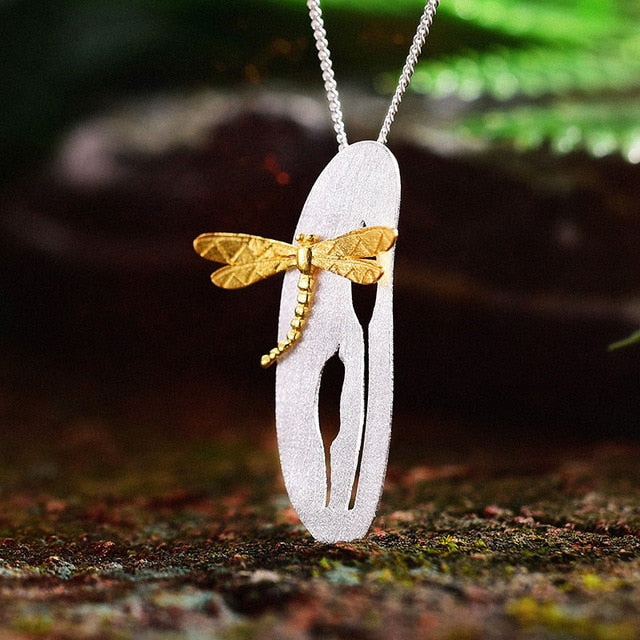 Leaf and Dragonfly Pendant