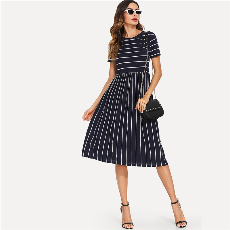 Mixed Stripe Smock Dress