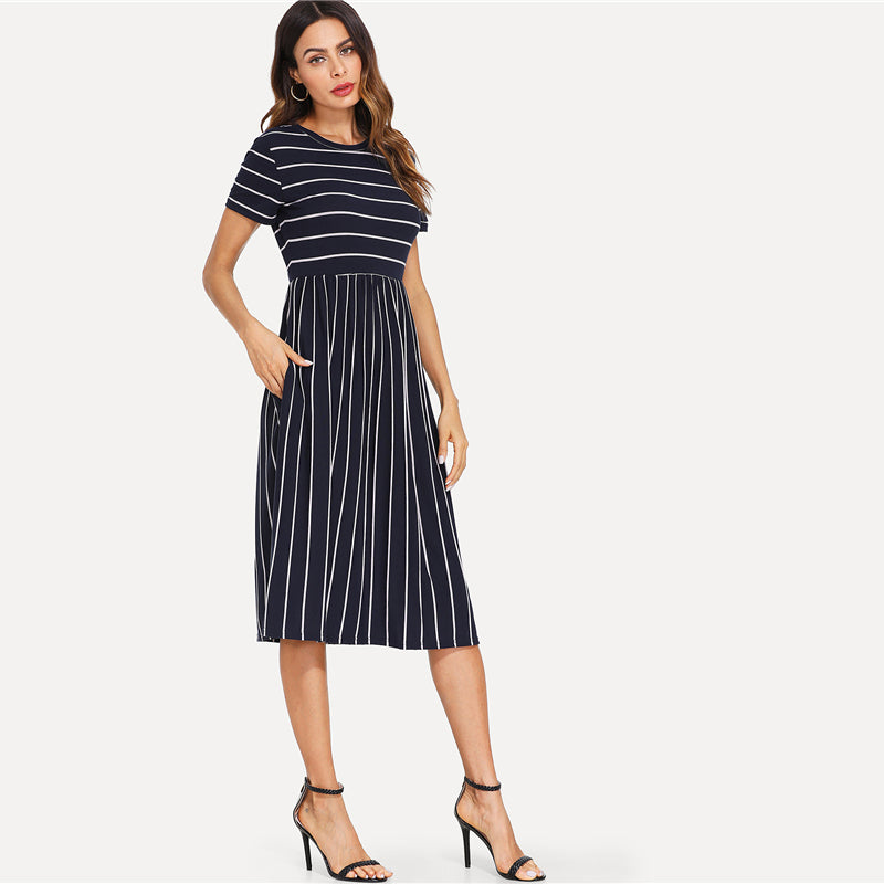 Mixed Stripe Smock Dress