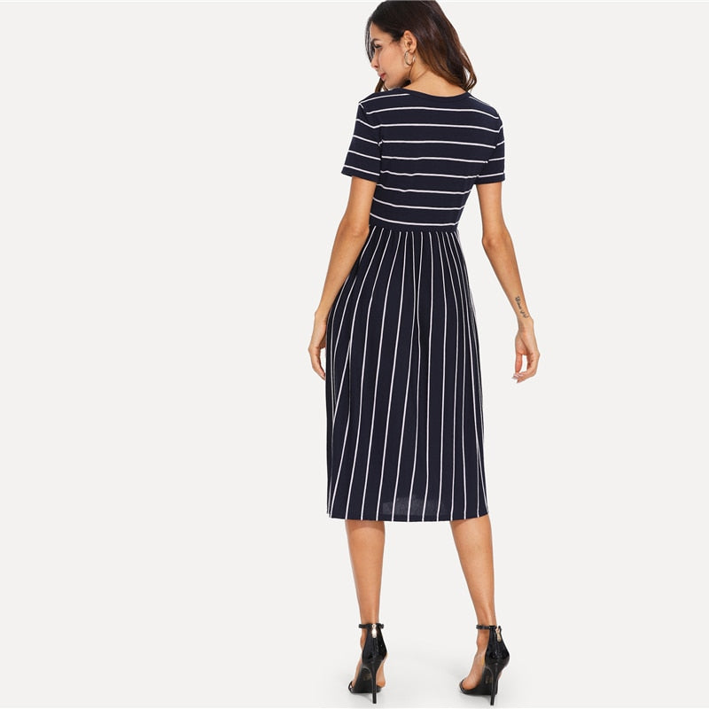 Mixed Stripe Smock Dress