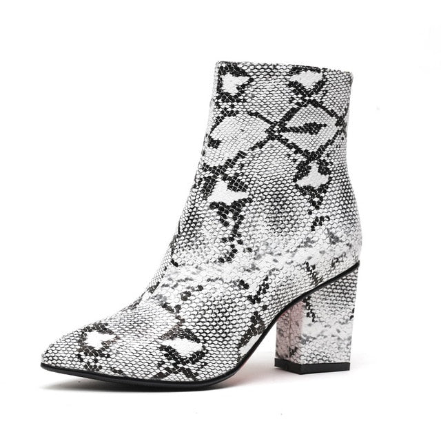 Snake Print Ankle Boots