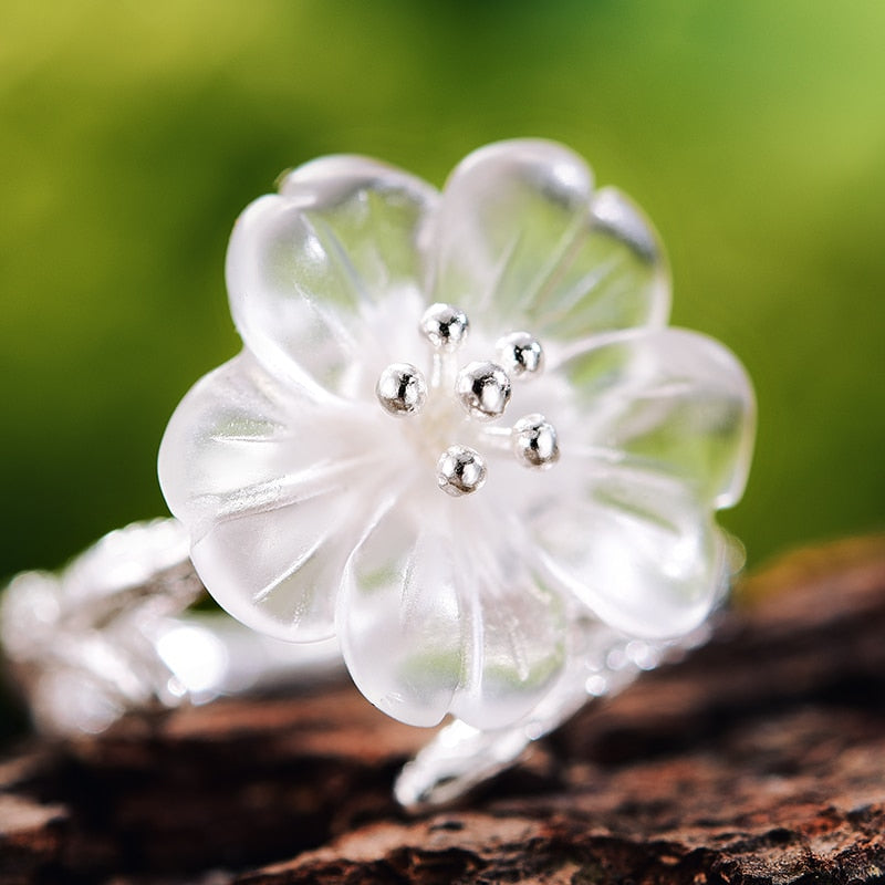 Handmade Flower Open Ring