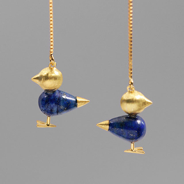 Gemstone Bird Earrings