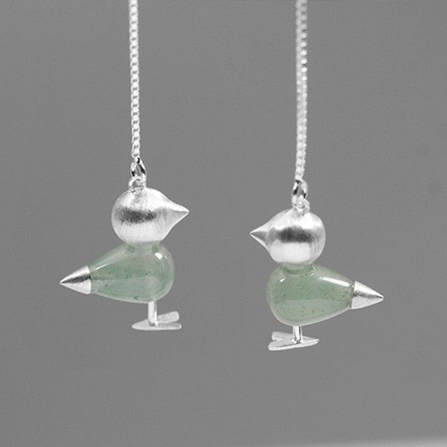 Gemstone Bird Earrings