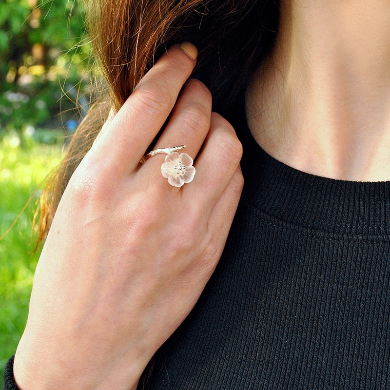 Handmade Flower Open Ring