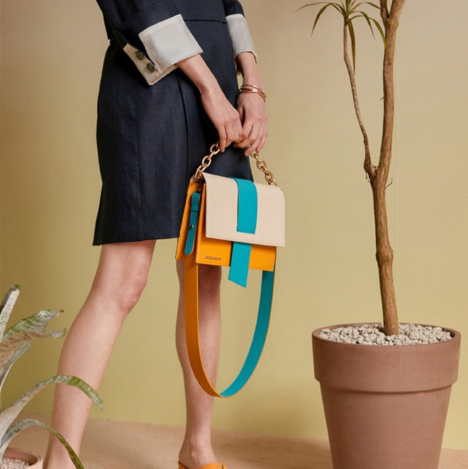 Contrast Color Square Bag