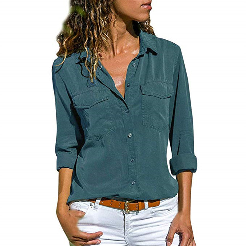 Turn-Down Collar Button Shirt