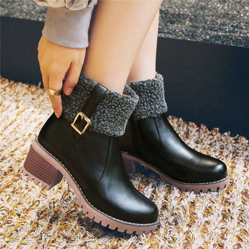 Zipper Platform Ankle Boots