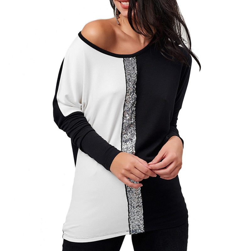 Long Sleeve Patchwork Blouse