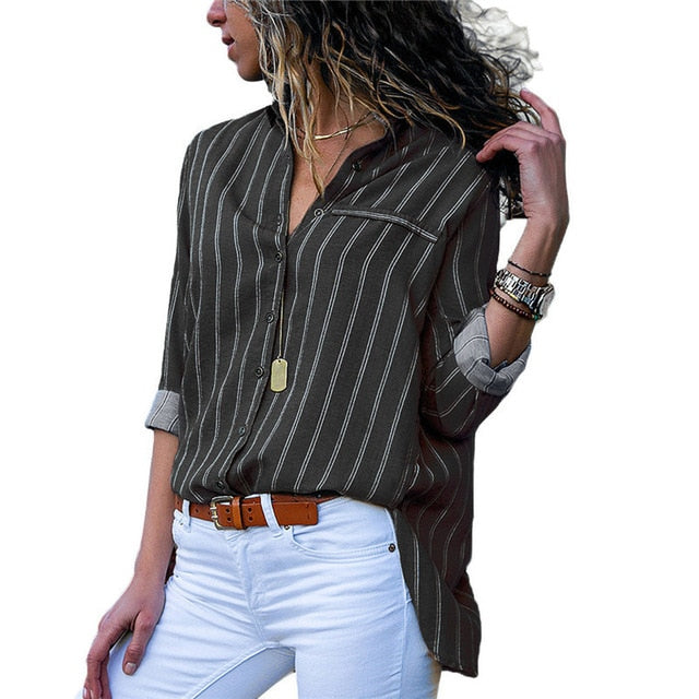 Striped Button Tunic Shirt